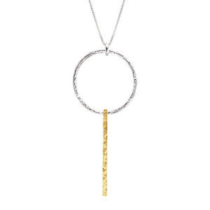 Silpada 'Intermix' Open Circle & Bar Pendant Necklace in Sterling Silver & Brass