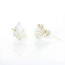 Load image into Gallery viewer, Raw Rainbow Moonstone Earrings Set in 925 Sterling Silver Studs
