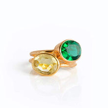Load image into Gallery viewer, Emerald Quartz ring, stackable ring, Vermeil Gold or silver, bezel set ring, oval ring, green gemstone ring, May Birthstone ring
