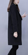 Load image into Gallery viewer, chouyatou Women's Basic Essential Double Breasted Mid-Long Wool Blend Pea Coat (X-Small, Black)

