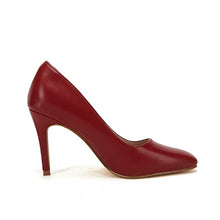 Load image into Gallery viewer, Coutgo Women's Square Toe High Heel Pumps Sexy Slip On Stiletto Dress Shoes Red
