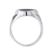 Load image into Gallery viewer, J.Goodman Sterling Silver Onyx Ring with Black Rhodium Accent Detail. Finger Size 11
