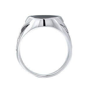 J.Goodman Sterling Silver Onyx Ring with Black Rhodium Accent Detail. Finger Size 11