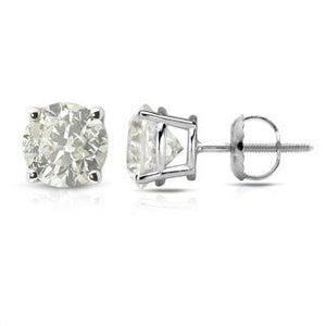 PARIKHS Round Diamond stud Plus Quality Screw Back 14K White Gold (0.25 ctw)