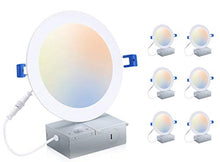 Load image into Gallery viewer, Cloudy Bay 6 inch 3000K/ 4000K/ 5000K Three Color Temperature Selectable, Dimmable 15W CRI 90+ LED Recessed Light, IC Rated, Air Tight,Ultra Thin Recessed Downlight with Junction Box, White, 6PK
