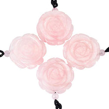 Load image into Gallery viewer, rockcloud Hand Carved Rose Quartz Rose Flower Crystal Stone Pendant Necklace for Women
