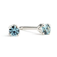 Load image into Gallery viewer, 6mm Blue Zircon Stud Earrings in Sterling Silver - December Birthstone
