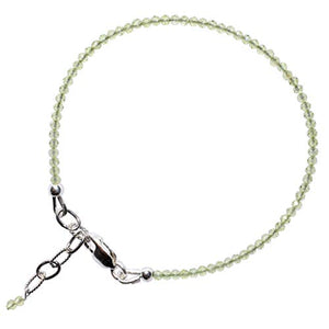 Adjustable 6.5" to 7.5" Micro-Faceted 2mm Peridot Bracelet Sterling Silver (Selenite Charged) Reiki by Zenergy Gems