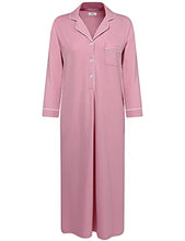 Load image into Gallery viewer, Women Full Length Nightgown Long Sleeve Cotton Soft Jersey Knit Nighty Notch Collar Button Up Comfortable Loungewear Dress (Dusty Pink, Large)
