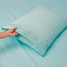 Load image into Gallery viewer, Clara Clark Bed Sheets, Premier 1800 Series 4 Piece Bed Sheet Set, Deep Pocket, Wrinkle, Fade, Stain Resistant, Luxury Soft Bedding Sheets &amp; Pillowcases, Queen, Light Blue Aqua
