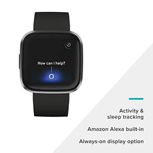 Fitbit Versa 2 Health and Fitness Smartwatch with Heart Rate, Music, Alexa Built-In, Sleep and Swim Tracking, Black/Carbon, One Size (S and L Bands Included)