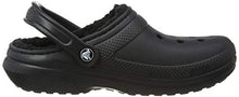 Load image into Gallery viewer, Crocs womens Crocs Men's and Women's Classic Lined | Warm Fuzzy Slippers Clog, Black/Black, 8 Women 6 Men US
