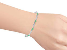 Load image into Gallery viewer, RYLOS Spectacular Tennis Bracelet Set With Green Emerald &amp; Diamonds - May Birthstone
