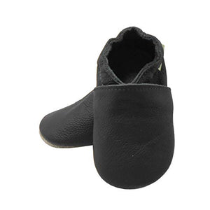 SAYOYO Baby Soft Sole Prewalkers Skid-Resistant Baby Toddler Shoes Cowhide Shoes (12-18 Months, Dark Grey)