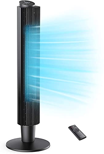 Tower Fan, 42” 90° Oscillating Tower Fan with 5 Fan Speeds, Sleep Mode, Remote, 12H On/Off Timer, Portable Stand Up Floor Bladeless Fan for Bedrooms, Living Rooms, Kitchen, Offices