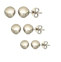 Load image into Gallery viewer, 14K Solid Gold Ball Stud Earrings (3-Pair-Pack) 3MM 4MM and 5MM - Choose a Color (White)
