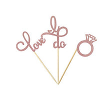 Load image into Gallery viewer, 36 PCS Diamond Ring Love I Do Cupcake Toppers for Bridal Shower Hen Party Wedding Engagement (Rose Gold)
