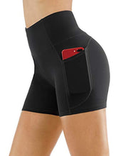 Load image into Gallery viewer, THE GYM PEOPLE High Waist Yoga Shorts for Women Tummy Control Fitness Athletic Workout Running Shorts with Deep Pockets (Medium, Light Green)
