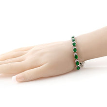 Load image into Gallery viewer, Gem Stone King 40.00 Ct Oval and Round Green Color Cubic Zirconias CZ Tennis Bracelet 7 Inch
