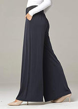 Load image into Gallery viewer, Palazzo Pants with Pockets for Women - Many Colors and Prints - High Waisted Wide Legged - Solid Navy - One Size - 715854664505
