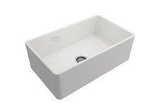 Load image into Gallery viewer, BOCCHI 1138-001-0120 Classico Apron Front Fireclay 30 in. Single Bowl Kitchen Sink with Protective Bottom Grid and Strainer in White
