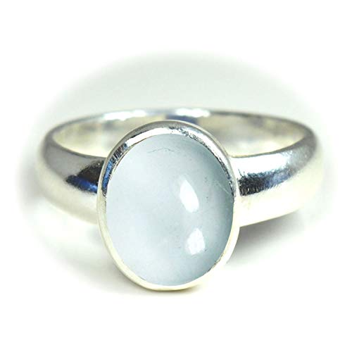 Jewelryonclick Natural Aquamarine Silver Rings for Men 5 Carat Gemstones Oval March Birthstone in Size 8