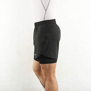 Lixada Men's 2-in-1 Running Shorts Quick Drying Breathable Active Training Exercise Jogging Cycling Shorts Blue