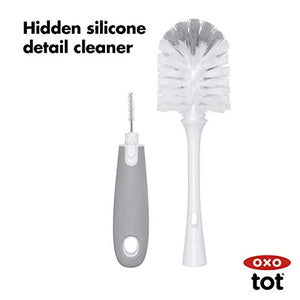 OXO Tot Bottle Brush with Nipple Cleaner and Stand, Gray