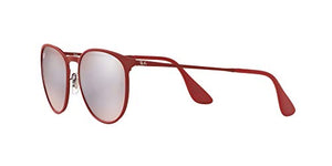 Ray-Ban RB3539 Erika Metal Round Sunglasses, Rubber Bordeaux/Bordeaux Light Flash Grey, 54 mm
