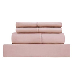 Bed Sheet Set 4 Pieces Brushed Microfiber Luxury with Soft Bedding Fade and Stain Resistant Queen, Blush Pink