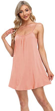 Load image into Gallery viewer, AUHEGN Nightgown for Women Loose Sleepwear Crew Neck Pajama Dress Soft Nightshirt Sleeveless Nightdress Chemise Peach Small
