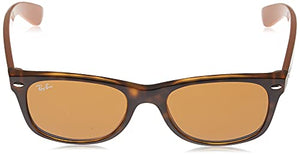 Ray-Ban RB2132 New Wayfarer Square Sunglasses, Matte Havana/B-15 Brown, 55 mm
