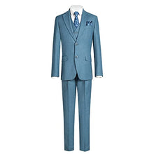 Load image into Gallery viewer, Marvelous Kids Boys Formal Suit Set 5 Pieces Ring Bearer Outfit Blue Gray Suits
