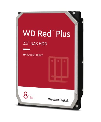 Western Digital 8TB WD Red Plus NAS Internal Hard Drive HDD - 5640 RPM, SATA 6 Gb/s, CMR, 128 MB Cache, 3.5