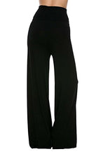 Load image into Gallery viewer, Superline Wide Leg High Fold Over Waist Palazzo Pants (Medium, Black Solid)
