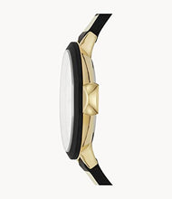 Load image into Gallery viewer, Kate Spade New York Women's Park Row Quartz Metal and Silicone Watch, Color: Black/Gold, Stripes (Model: KSW1313)
