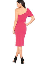 Load image into Gallery viewer, Floerns Women's Ruffle One Shoulder Cocktail Midi Party Bodycon Dress Pink-1 XL
