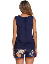 Load image into Gallery viewer, Ekouaer Sleeveless Maternity Women Top Nursing Pajamas Set Side Ruched Maternity Pj Set Nursing Pjs Set for Pregnant Wear Floral Navy Blue M
