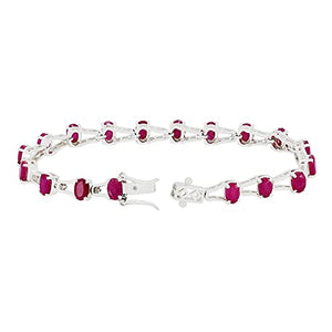 925 Sterling Silver Ruby Tennis Bracelet Oval Shape Gemstone Bracelet For Women Mom Wife Her