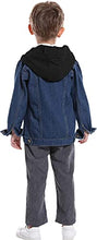 Load image into Gallery viewer, Cromoncent Kids Boys Casual Long Sleeve Button Down Denim Jacket Outwear with Pockets Hooded Black 12-18M
