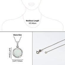 Load image into Gallery viewer, 925 Sterling Silver White Opal Necklace, Dainty 12mm Round Gemstone Pendant, October Birthstone Bridal Wedding Jewelry, Handmade Vintage Statement Jewel for Classy Brides and Women

