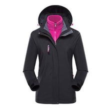 Load image into Gallery viewer, perfectCOCO Women&#39;s Plus Size Sport Jacket Waterproof Hoodie Hat Detachable Breathable Sport Outdoor Stand Collar Coat Black
