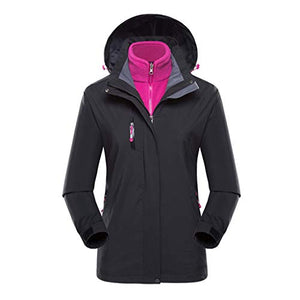 perfectCOCO Women's Plus Size Sport Jacket Waterproof Hoodie Hat Detachable Breathable Sport Outdoor Stand Collar Coat Black