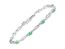 Load image into Gallery viewer, RYLOS Spectacular Tennis Bracelet Set With Green Emerald &amp; Diamonds - May Birthstone
