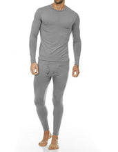 Load image into Gallery viewer, Thermajohn Men&#39;s Ultra Soft Thermal Underwear Long Johns Set with Fleece Lined (Small, Grey)
