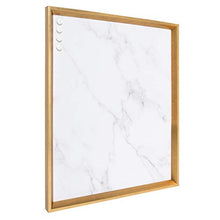 Load image into Gallery viewer, Kate and Laurel Calter Framed Decorative Magnetic Bulletin Board with Classic Glam Cararra Marble Design, 21.5x27.5, Gold
