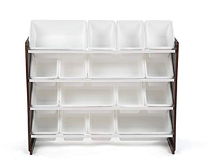 Humble Crew Extra-Large Toy Organizer, 16 Storage Bins, Espresso/White