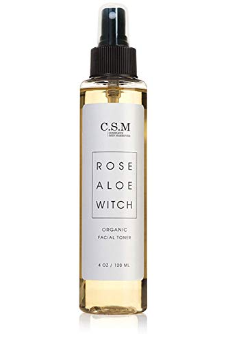 CSM Organic Alcohol-Free Witch Hazel Face Toner with Rose Water, Aloe Vera - Minimizes Pores, Soothes Skin for a Fresh, Clear Complexion - Easy Mist Spray - RAW Facial Toner - Made in The USA