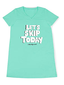 Smart & Sexy Women's V-Neck Oversized Sleep Shirt, Edward Green Let's Skip Today, 3X