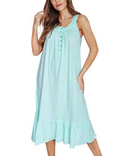Load image into Gallery viewer, 100% Cotton Nightgowns for Women Soft Ladies Gowns Sleepwear Long Sleeveless Nightgown Green L
